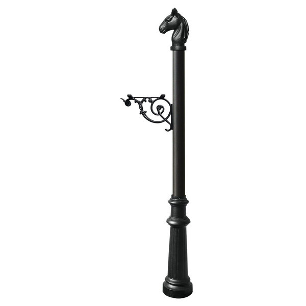 Qualarc Post w/support bracket, decorative fluted base and horsehead finial LPST-801-BL